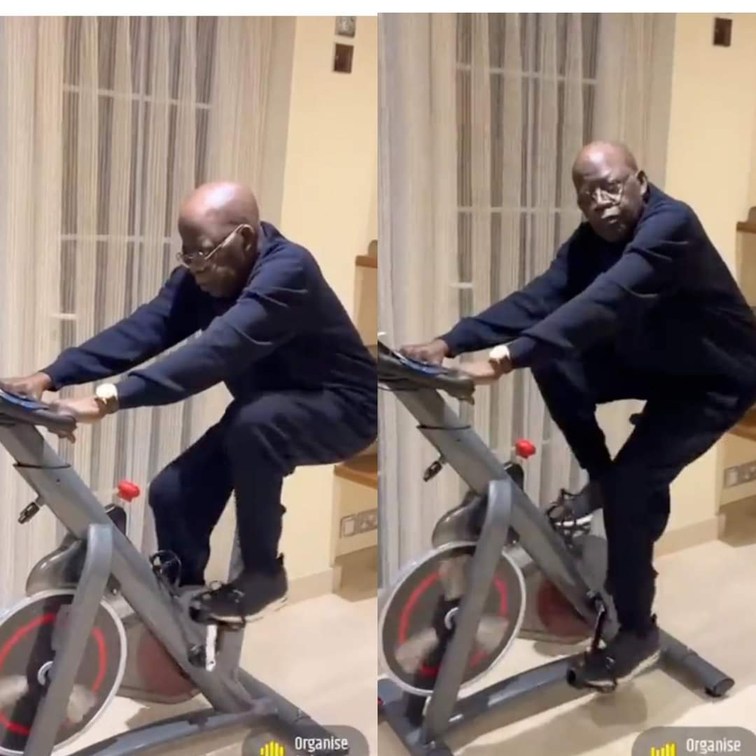2023: Tinubu On Exercise Bike To Prove Fitness