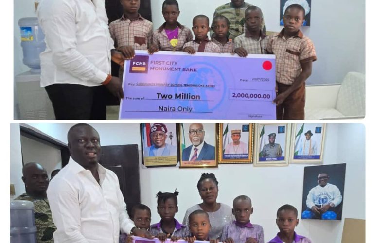 Ondo Tantita Coordinator, Idowu Asonja, Awards Scholarships To Primary School Students In Temidire,Oke Akobi